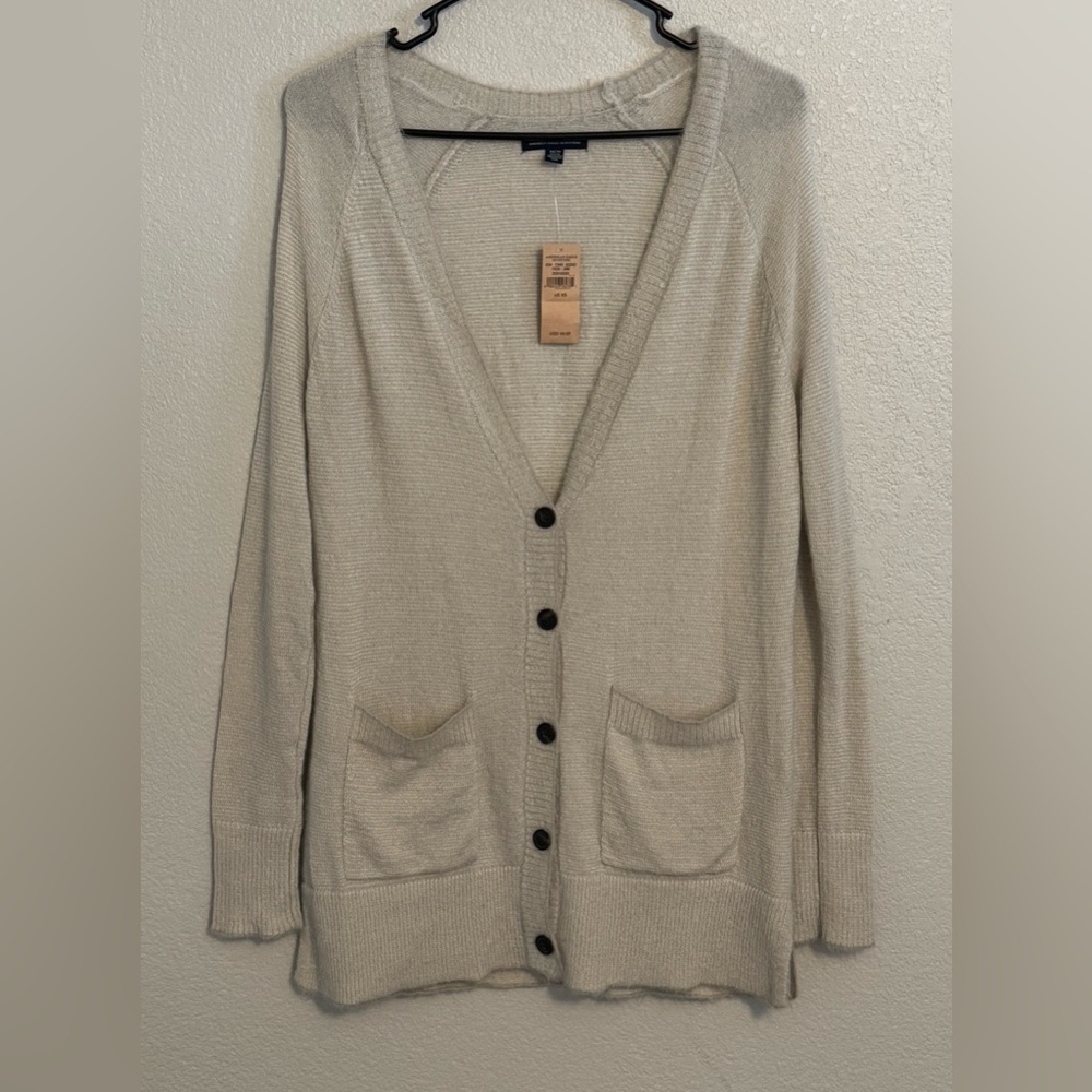 NWT American Eagle Outfitters Cream Button Down Cozy Cardigan Sweater